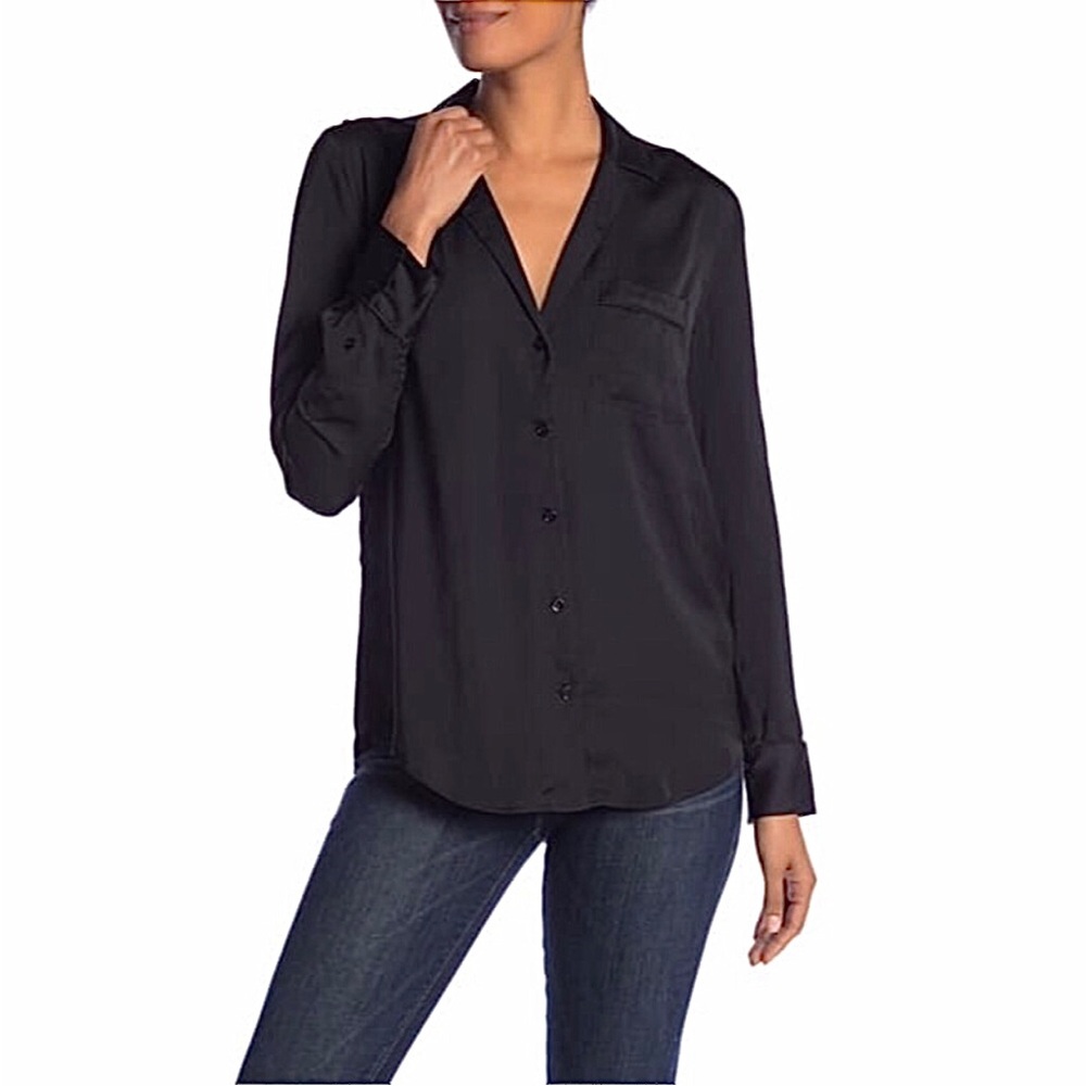 EQUIPMENT Black Keira Button Front Blouse